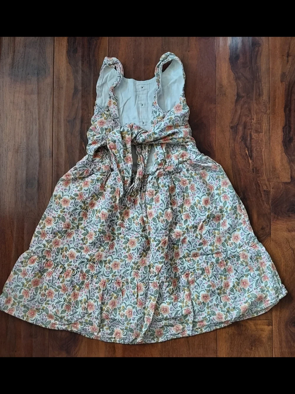Cat & Jack Floral Tiered Sundress in Cream, Pink, Green - Picture 2 of 3